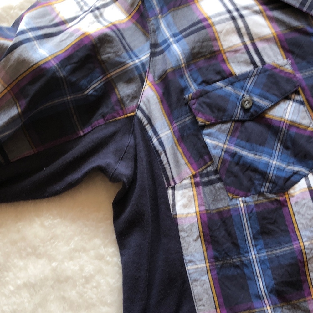 Zac & Rachel Navy and White Plaid Button Down Shirt - Picture 4 of 5